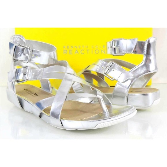 Kenneth Cole Reaction Park Bench 2 LE Gladiator Sandal Silver Size 6 - Picture 1 of 8